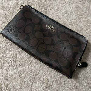COACH Double Zip Wallet In Signature Coated Canvas